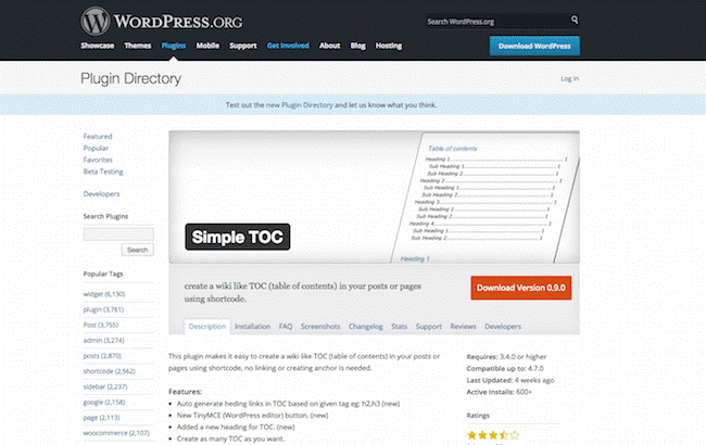 Plugin Tao Muc Luc Wordpress Simple TOC